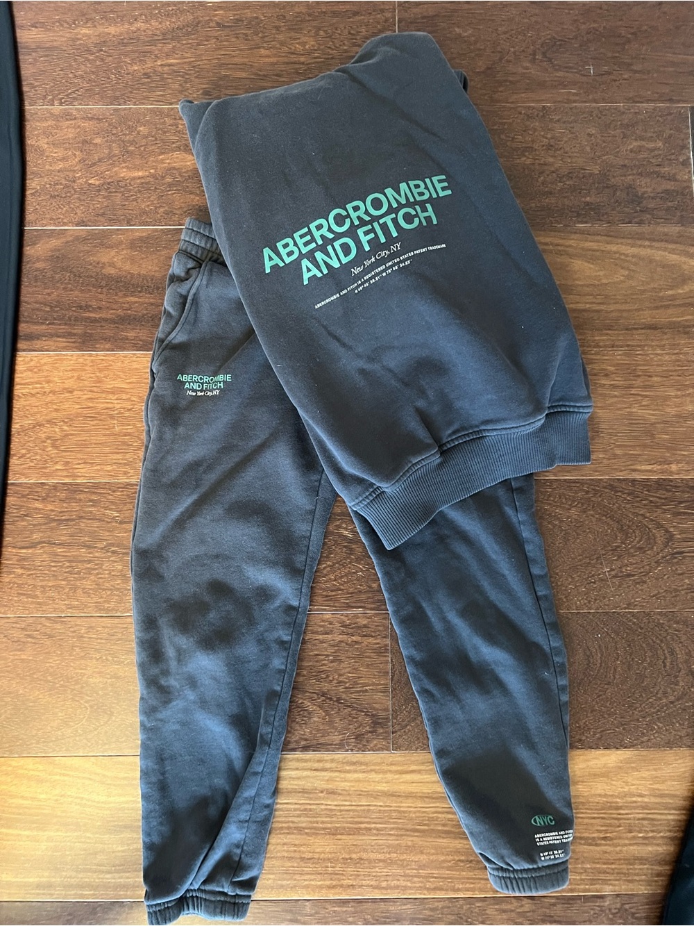 Abercrombie & Fitch Black Jogger Sweatpants with Teal Logo